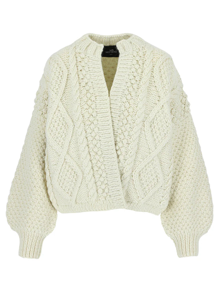 MR MITTENS CHUNKY KNIT OPEN CARDIGAN IN CREAM