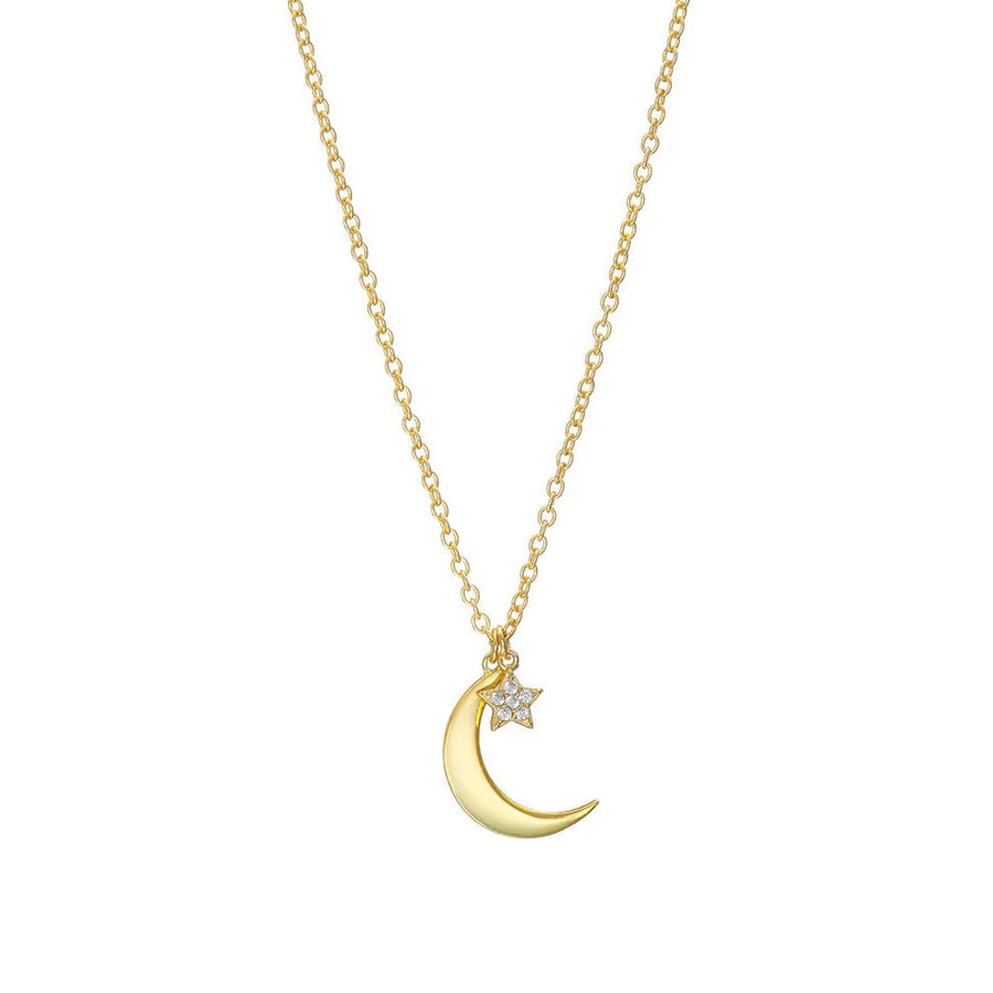 MARY K GOLD CRESCENT MOON & PAVE STAR