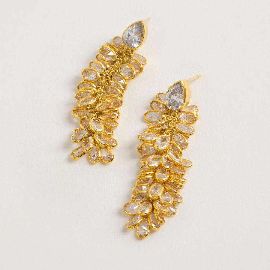 FREYA ROSE CRYSTAL LONG DROP EARRINGS