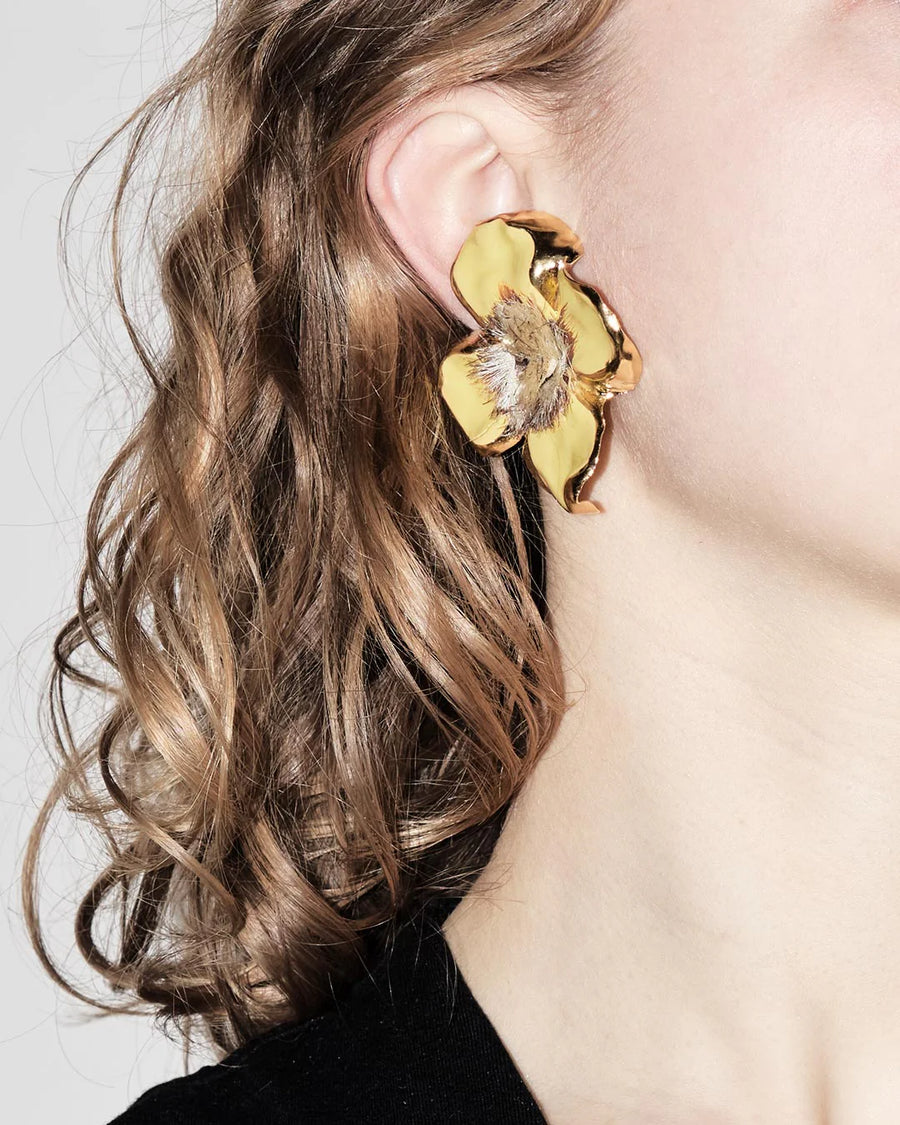 CECILE BOCCARA GARANCE CLIP-ON EARRINGS - LEMON