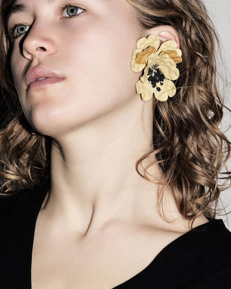CECILE BOCCARA GARANCE CLIP-ON EARRINGS - LEMON