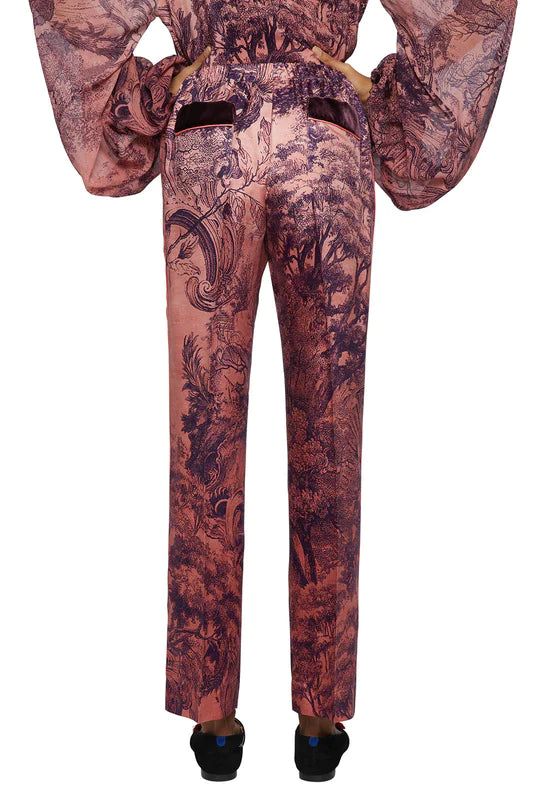 FOR RESTLESS SLEEPERS ETERE TROUSERS IN BAROQUE FOREST PINK BLACK