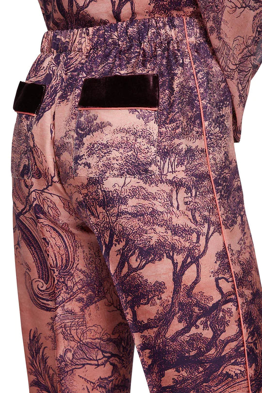 FOR RESTLESS SLEEPERS ETERE TROUSERS IN BAROQUE FOREST PINK BLACK