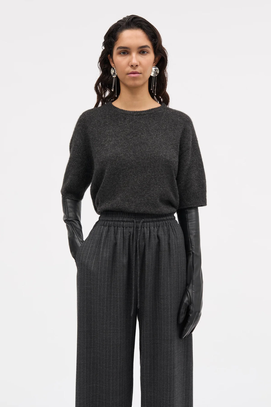 MKDT ATELIER PALMYR PINSTRIPE PANTS IN DARK GREY