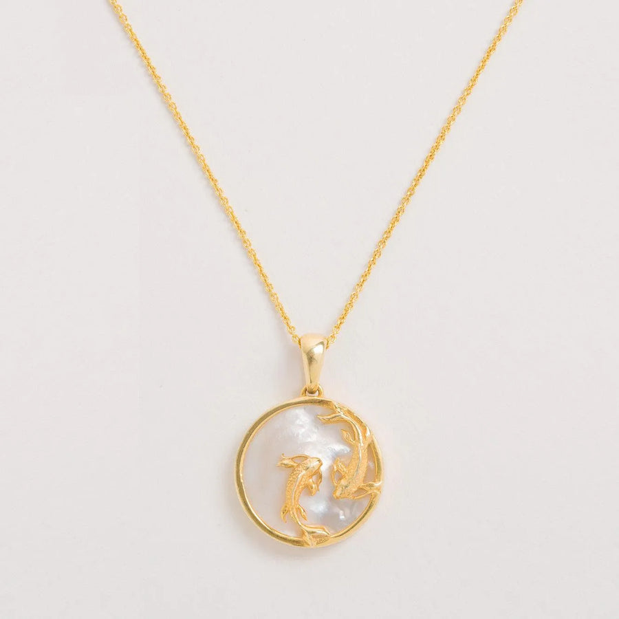 FREYA ROSE PISCES, GOLD ZODIAC NECKLACE