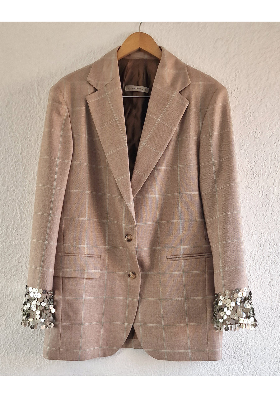 CLARAMONTE BLAZER WITH SEQUIN CUFF DETAIL