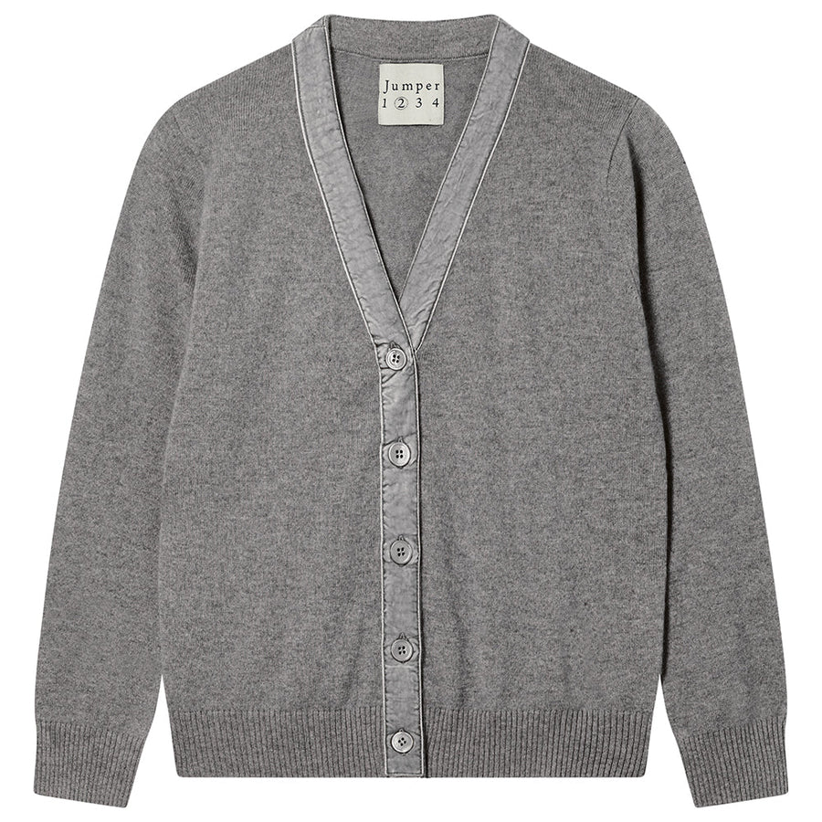 JUMPER 1234 VELVET LITTLE CARDIGAN IN MID-GREY