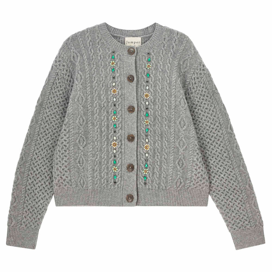 JUMPER 1234 JEWEL CABLE CARDIGAN IN CLOUDY