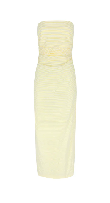 BERNADETTE LONG VERA DRESS IN YELLOW & IVORY STRIPED