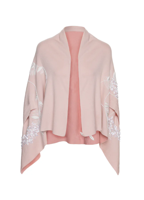 BERNADETTE SHAWL SHIRENE EMBROIDERED IN BLUSH PINK