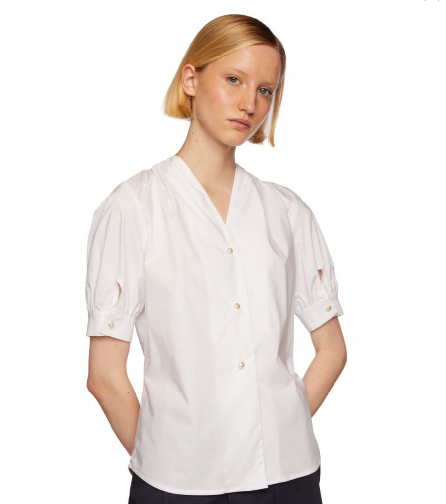 VIVETTA SHORT SLEEVE REVERSIBLE BLOUSE. Available in two colours - white and black