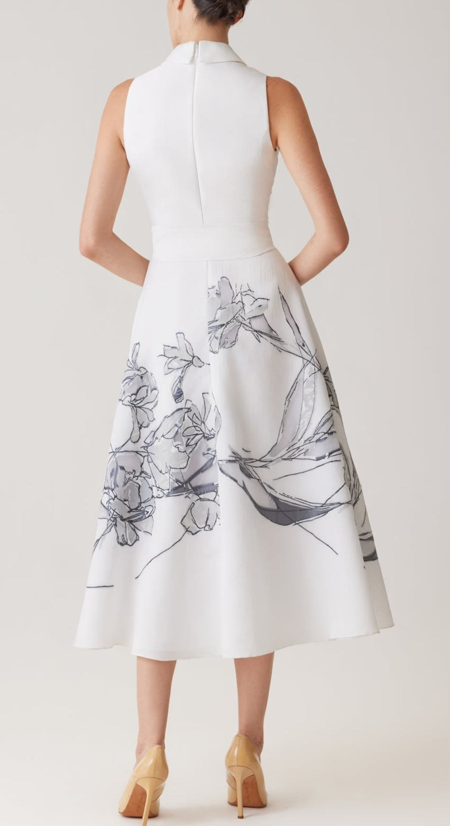 TERI JON SLEEVELESS BURN OUT FLORAL TRIM SHIRT DRESS