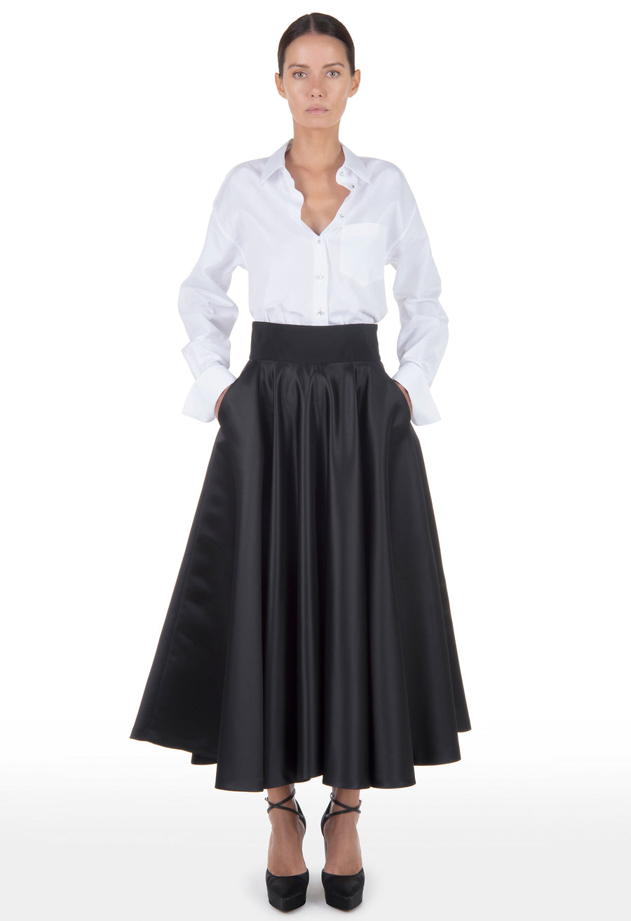 SARA ROKA TABBIE MIDI SKIRT IN BLACK