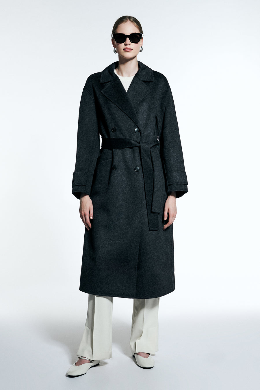 THE DYNAMIS STUDIO SAVILLE OVERSIZED WOOL TRENCHCOAT IN SMOKE