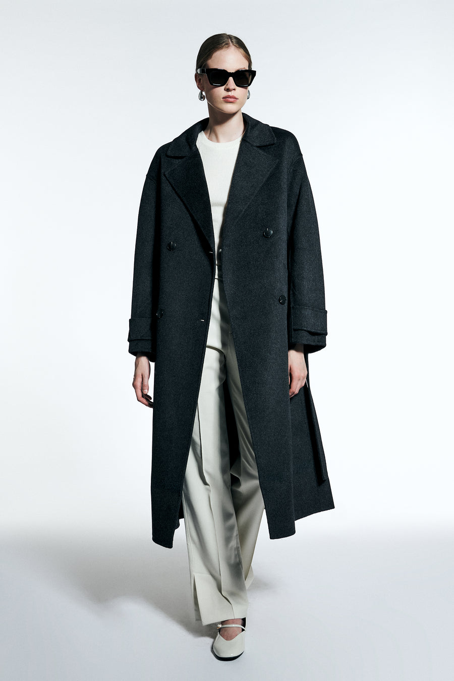 THE DYNAMIS STUDIO SAVILLE OVERSIZED WOOL TRENCHCOAT IN SMOKE