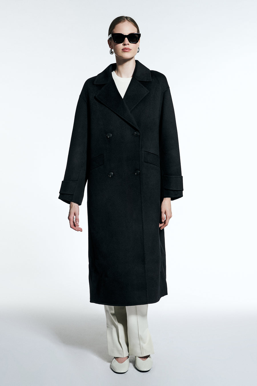 THE DYNAMIS STUDIO SAVILLE OVERSIZED WOOL TRENCHCOAT IN NOIR (BLACK)