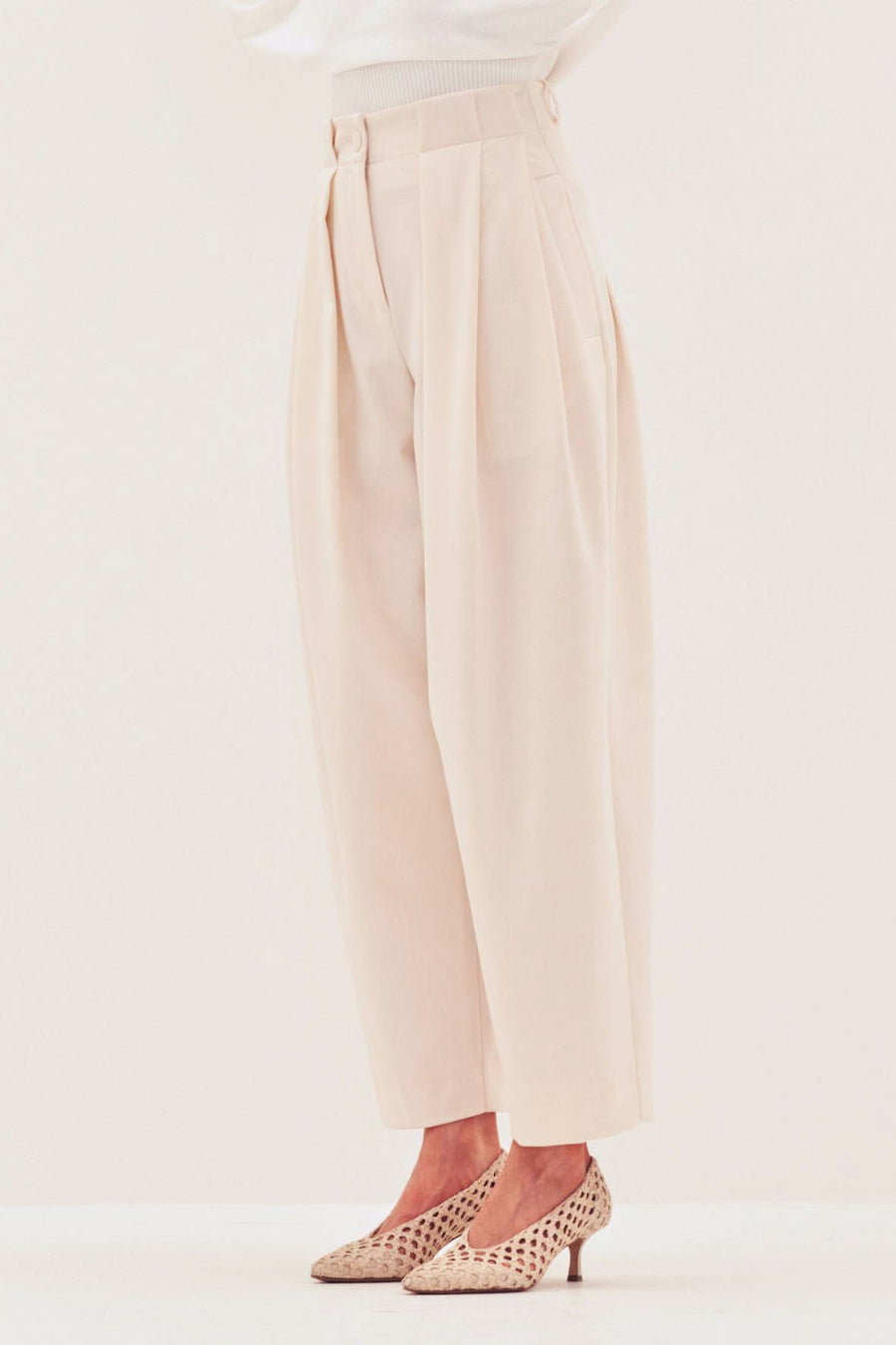 PALMER HARDING SOLO TROUSERS IN IVORY WOOL