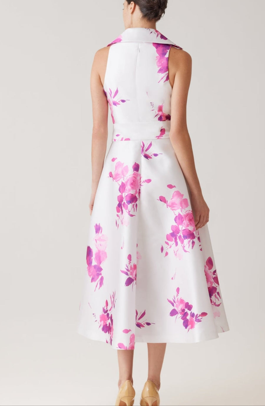 TERI JON MIKADO FLORAL SHIRTWAIST SLEEVES DRESS