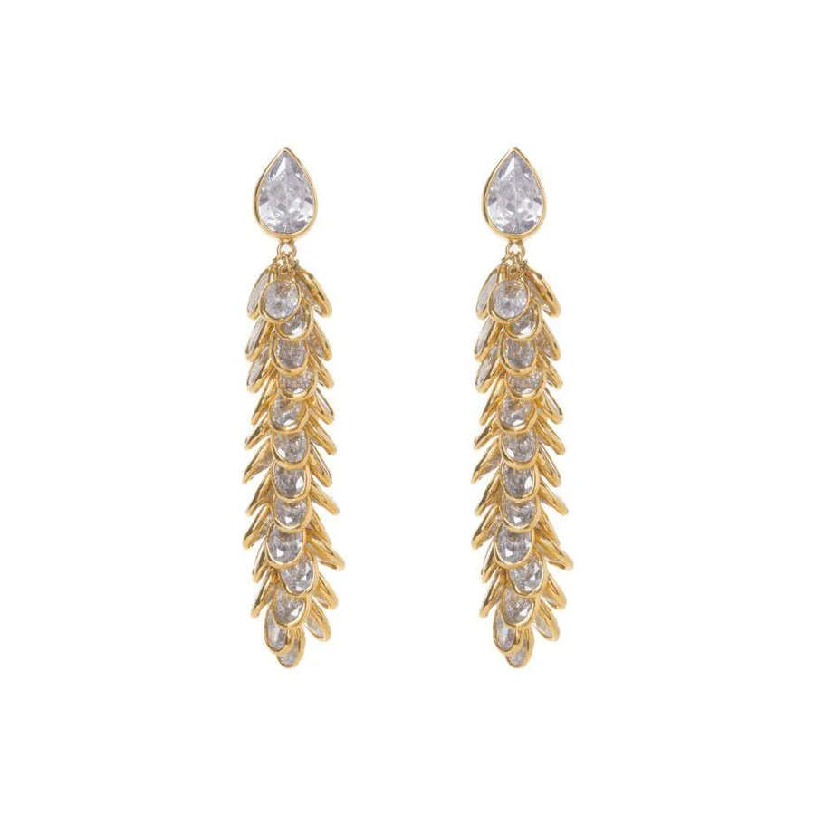 FREYA ROSE CRYSTAL LONG DROP EARRINGS