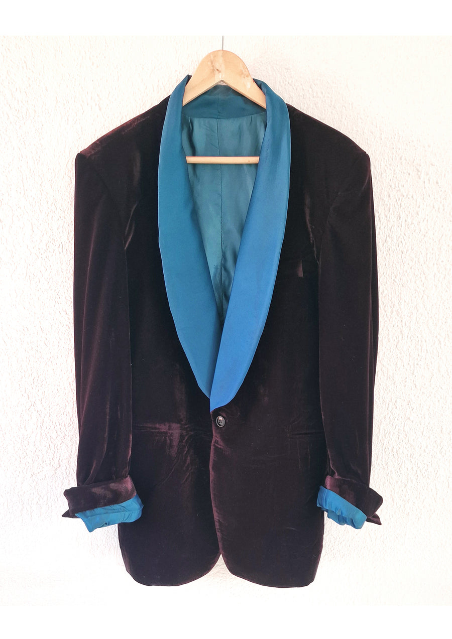 CLARAMONTE VELVET SUIT JACKET IN CHOCOLATE