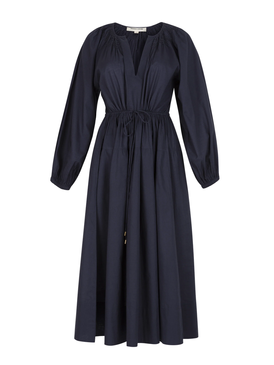 MONDO CORSINI VICTORINE COTTON DRESS IN MIDNIGHT