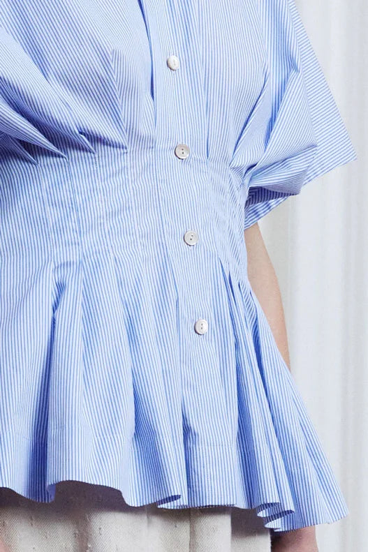 PALMER HARDING COURAGE SHIRT IN BLUE COTTON STRIPE