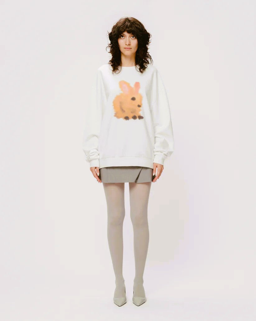 WILD ANIMALS RABIT SWEATSHIRT IN WHITE