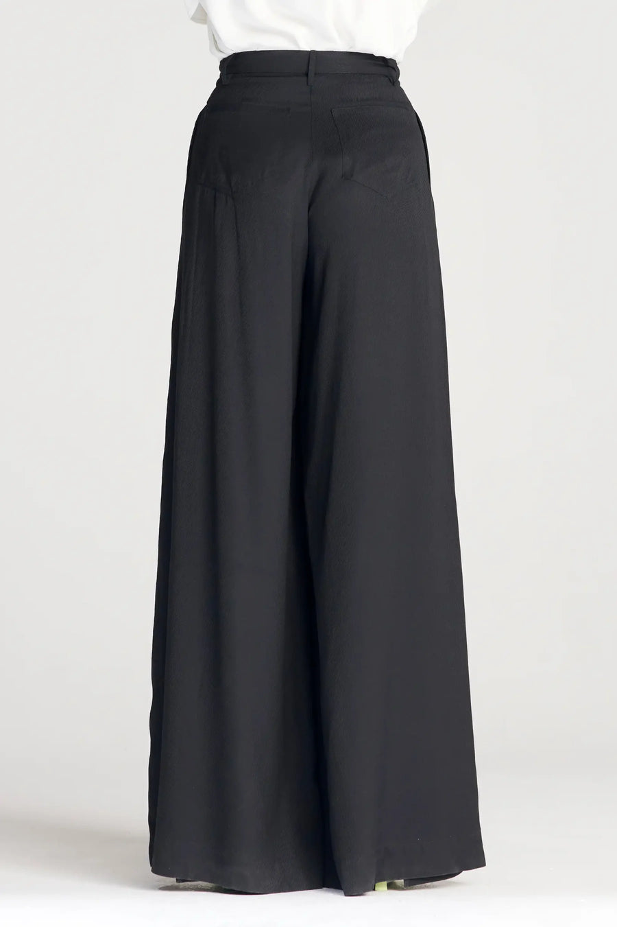 PALMER HARDING SPLICED TROUSERS IN BLACK WOOL TWILL