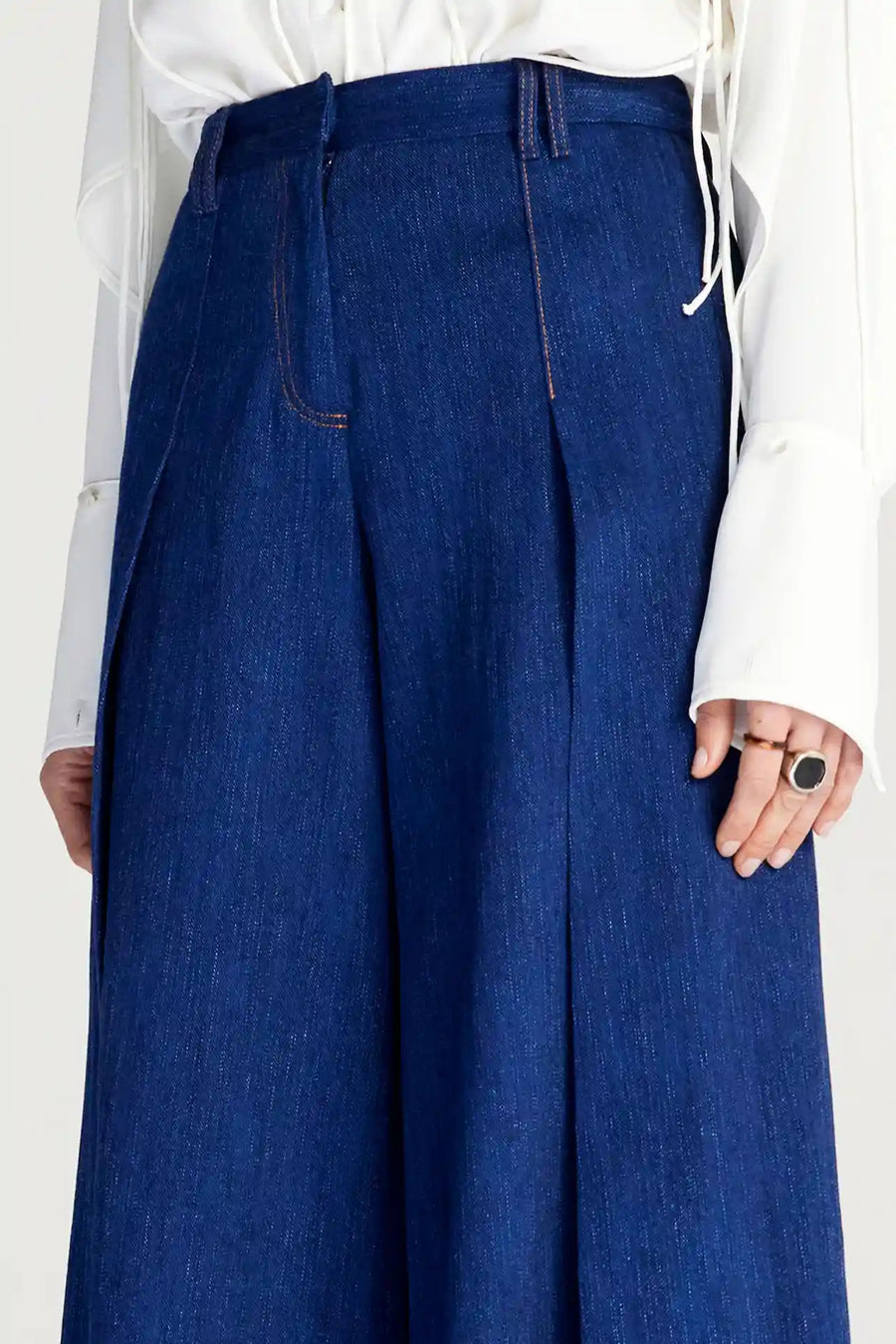 PALMER HARDING SPLICED TROUSERS IN INDIGO DEMIN