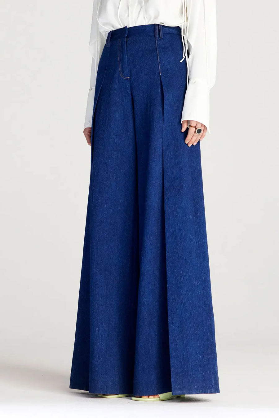 PALMER HARDING SPLICED TROUSERS IN INDIGO DEMIN