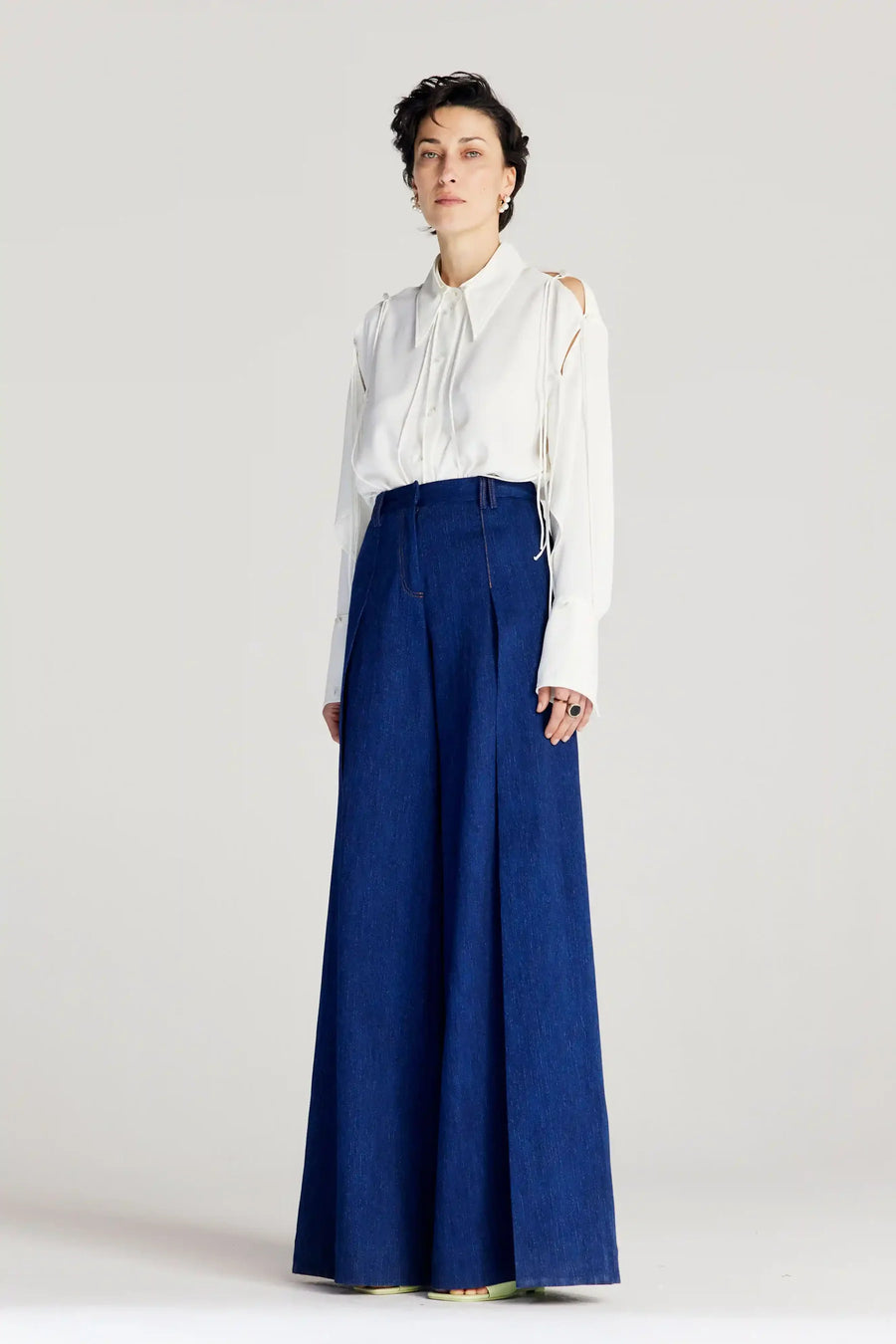 PALMER HARDING SPLICED TROUSERS IN INDIGO DEMIN