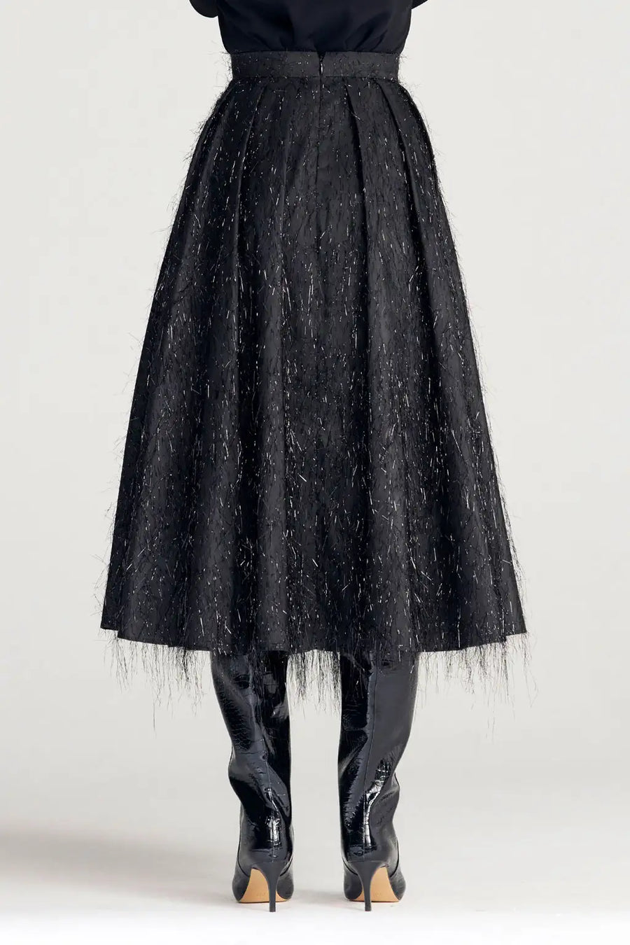 PALMER HARDING ODYSSEY SKIRT IN BLACK SPARKLE TAFFETA