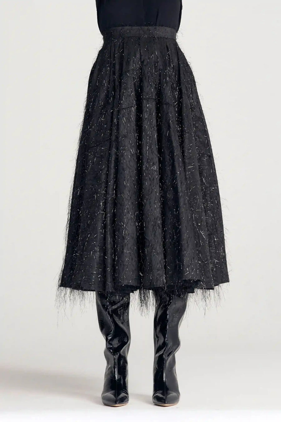 PALMER HARDING ODYSSEY SKIRT IN BLACK SPARKLE TAFFETA