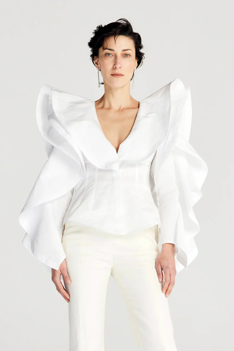 PALMER HARDING WANDERLUST SHIRT IN WHITE TAFFETA