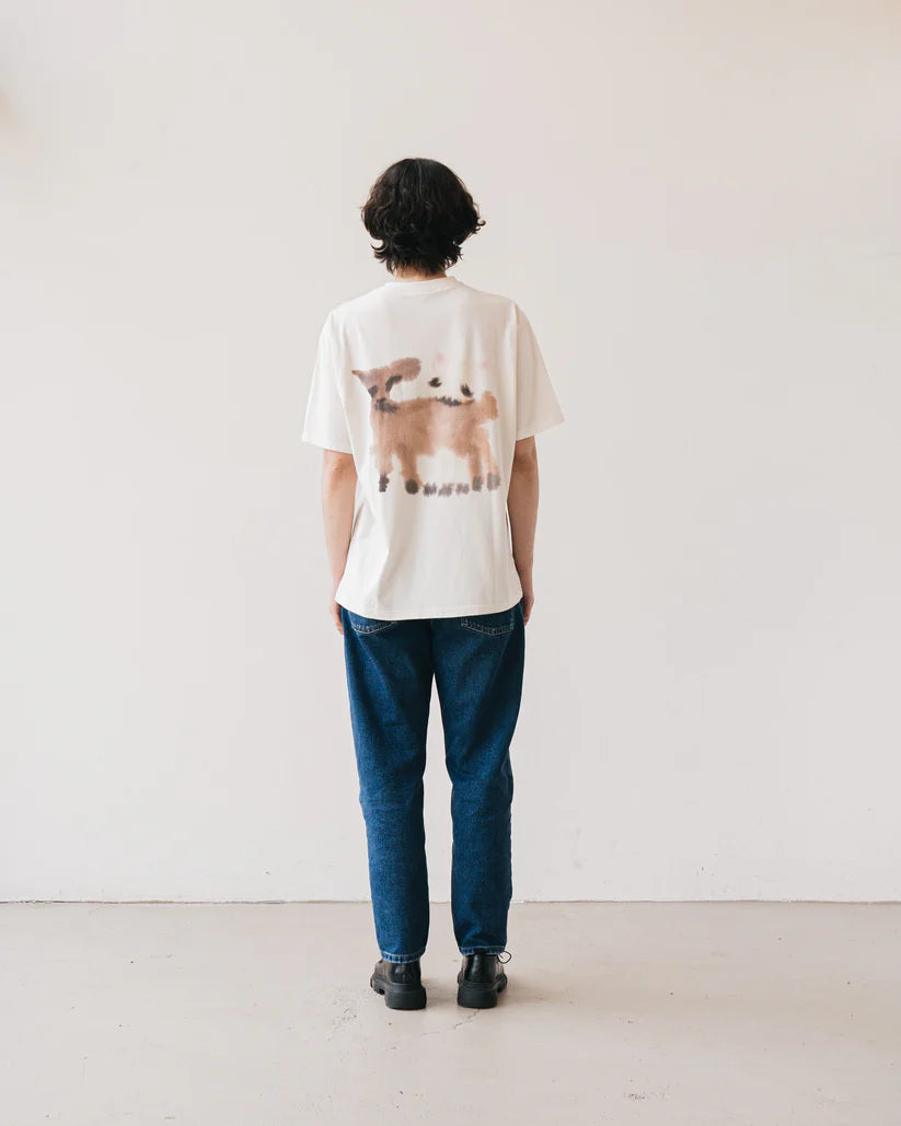 WILD ANIMALS WOLF, GOAT T-SHIRT IN OFF-WHITE