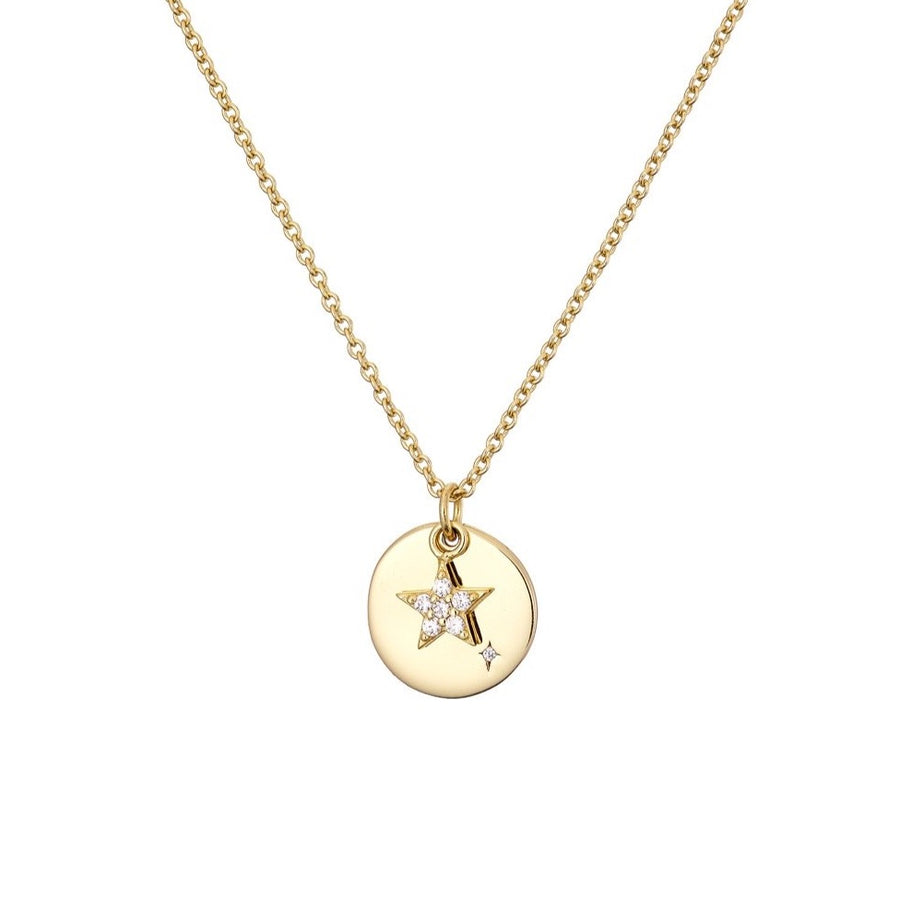 MARY K GOLD DISK & PAVE STAR NECKLACE