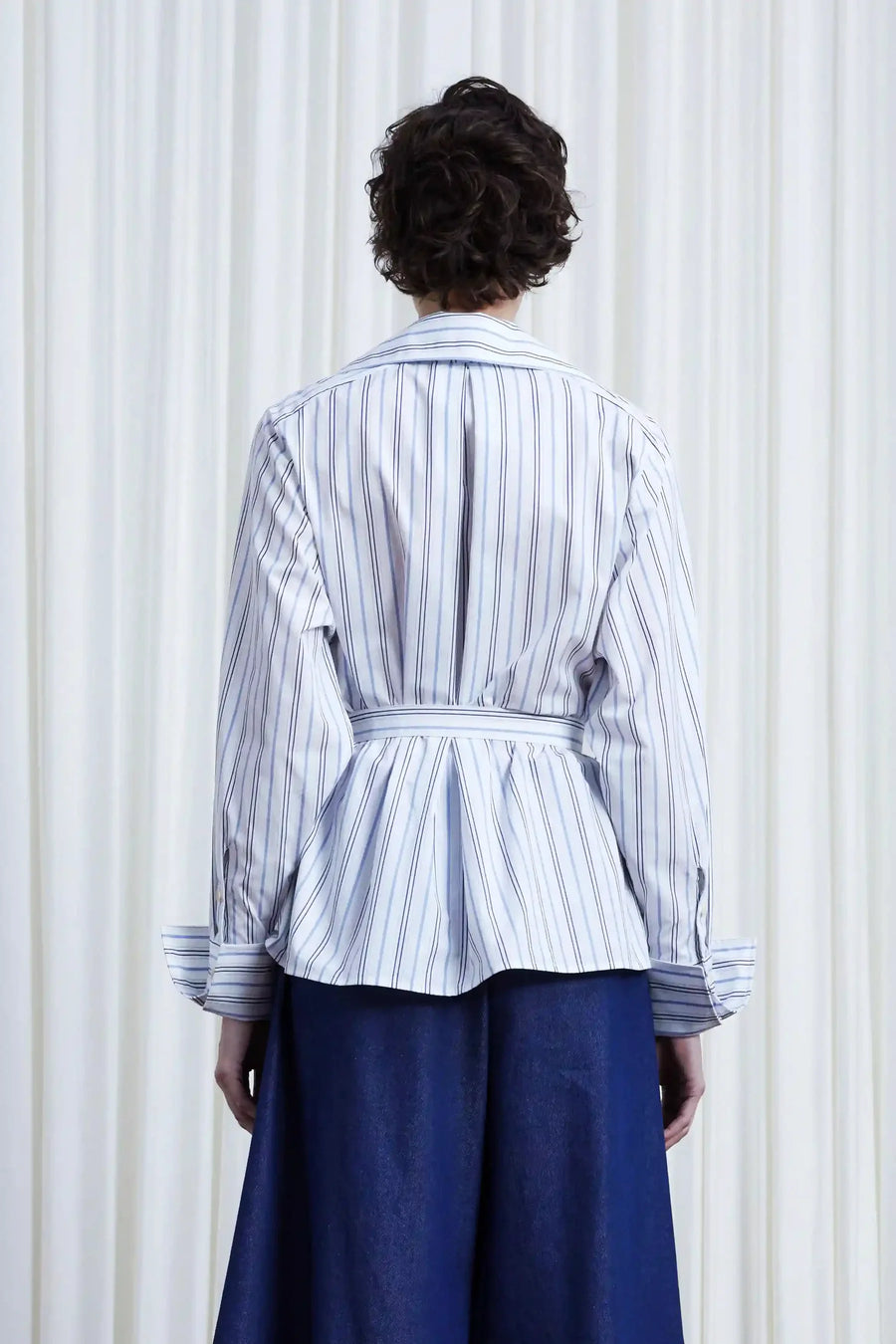 PALMER HARDING REFUGE SHIRT IN BLUE COTTON MULTI STRIPE