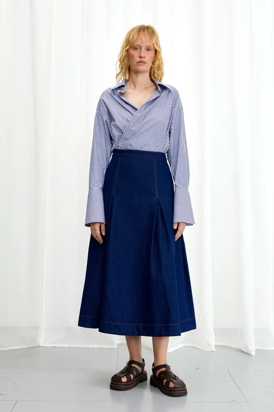 PALMER HARDING HONESTY OPENS SKIRT IN INDIGO DENIM