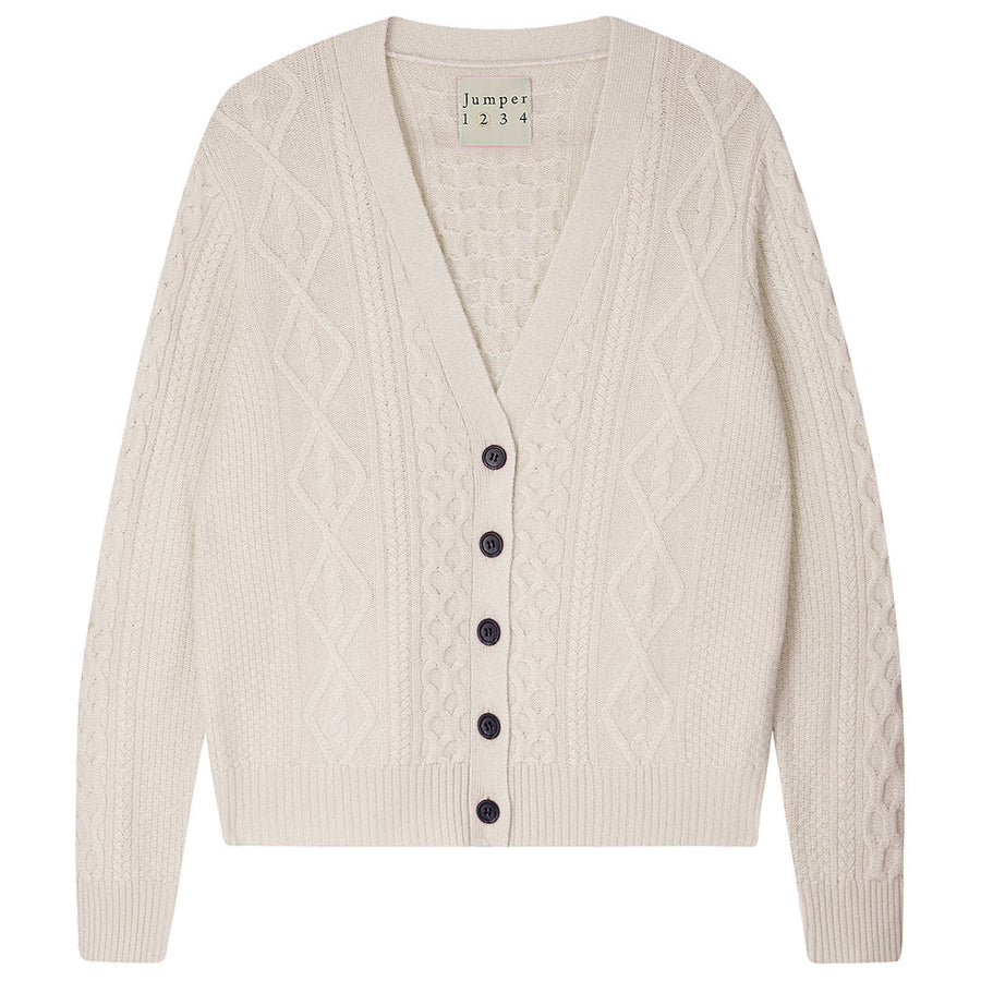 JUMPER 1234 ARAN CARDIGAN IN MARITIME WHITE