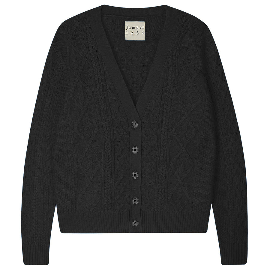 JUMPER 1234 ARAN CARDIGAN IN BLACK