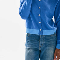 JUMPER 1234 CONTRAST RIB CARDIGAN IN CORNFLOUR