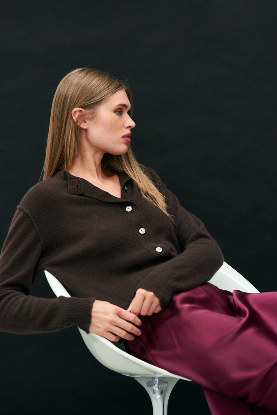 JUMPER 1234 CASHMERE DISTRESSED CARDIGAN IN PLUTO