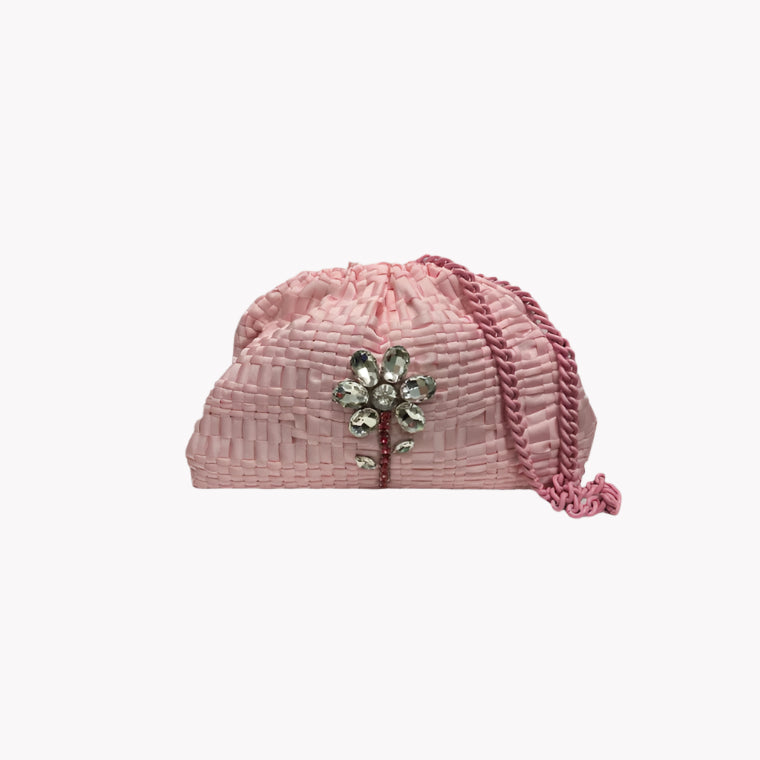 MARIA LA ROSA CRYSTAL PETAL BAG IN ROSA BABY