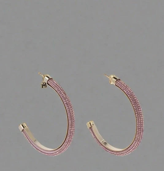 Rosantica Crystal Large Pink Crystal Hoop Earrings