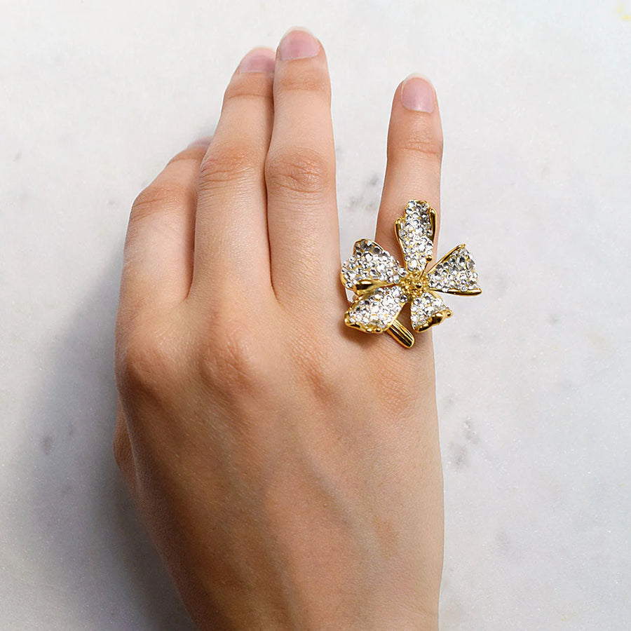 CECILE BOCCARA RHINESTONE FLOWER RING