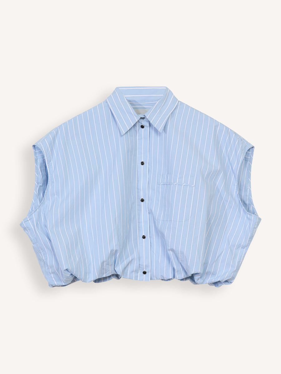 BELLEROSE GREG SLEEVELESS SHIRT IN BLUE/WHITE STRIPE