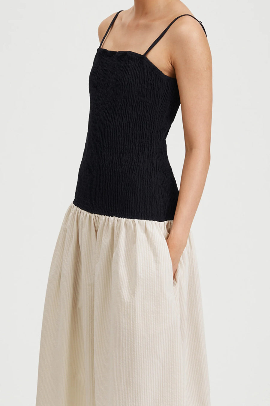 STYLEIN MARTELLI DRESS IN BLACK/BEIGE STRIPE