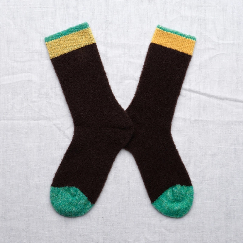 BONNE MAISON BLACK/BUTTERCUP/GREEN MID-CALF SOCKS