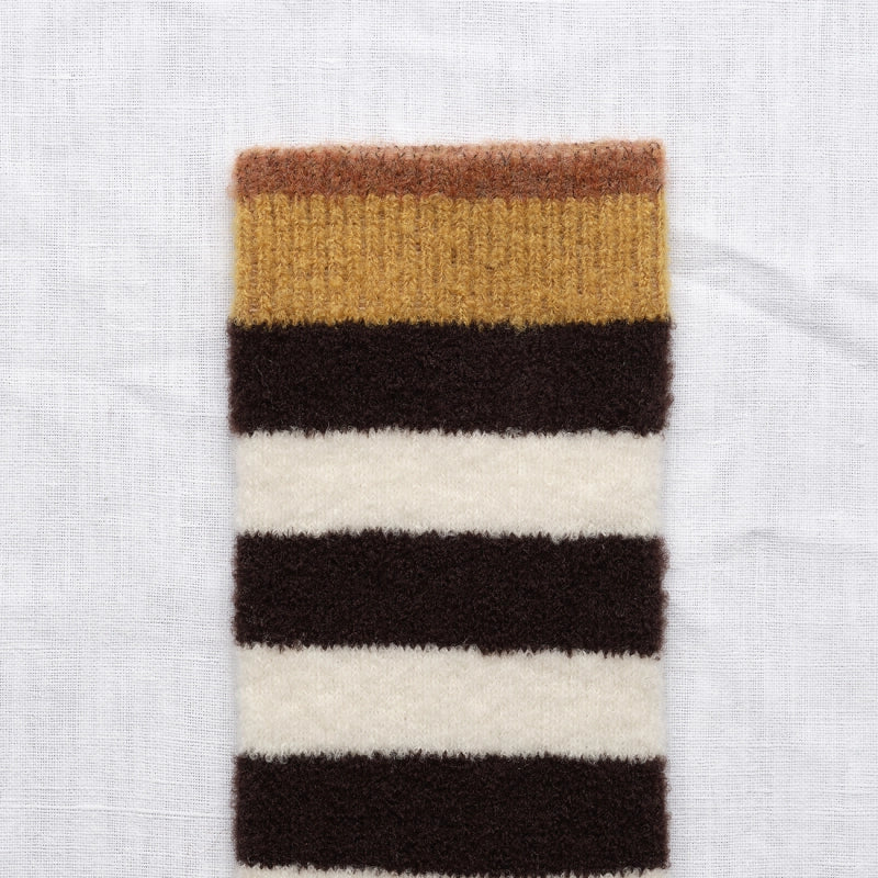 BONNE MAISON BLACK/WHITE/OCRE STRIPED MID-CALF SOCKS