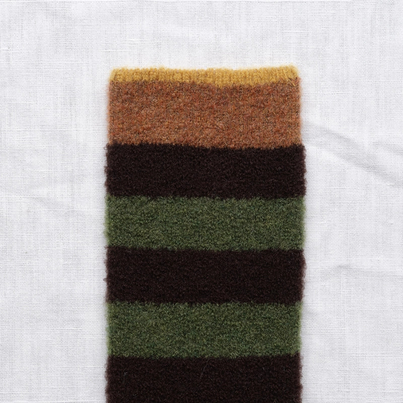 BONNE MAISON CACTUS/BLACK/AMBER STRIPED MID-CALF SOCKS